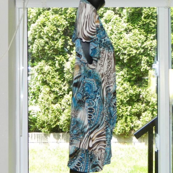 2 for/ $25 Jessica Cap Sleeve V-Neck Blouse Brown Blue Zebra Paisley Size 1X - Picture 12 of 16